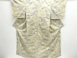 未使用品　屋敷に草花模様織り出し手織り紬着物